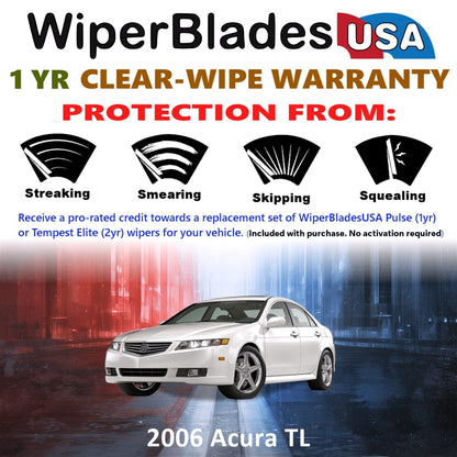 2006 Acura TL Wiper Blades Set w/1yr Wear Warranty (Set of 2) Pulse Beam Wipers-1