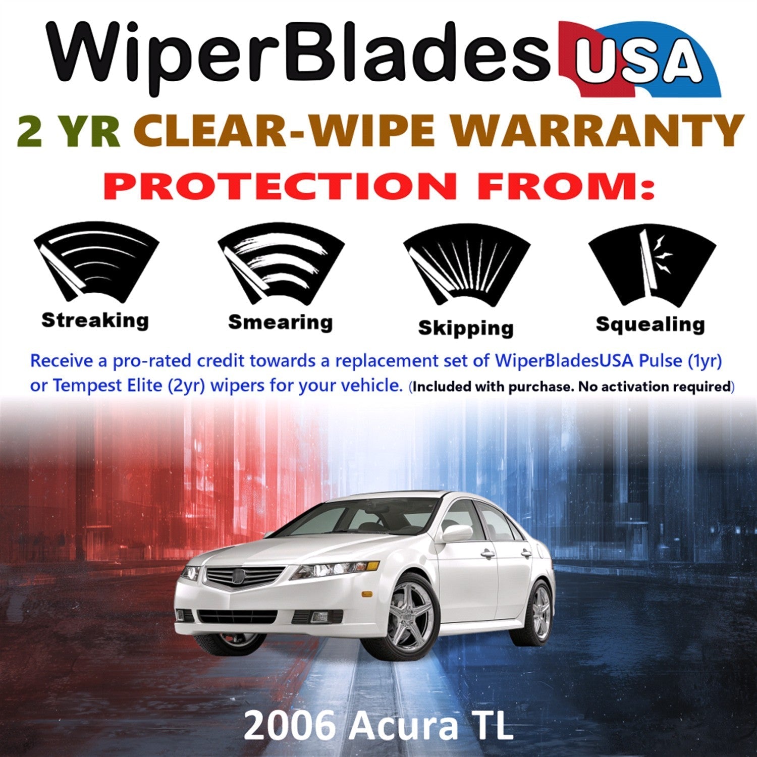2006 Acura TL Wiper Blades Set w/2yr Warranty (Set of 2) Tempest Elite Wipers-1