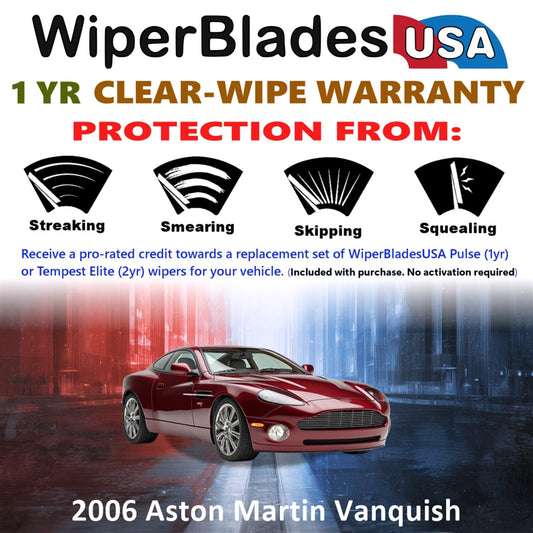 2006 Aston Martin Vanquish Wiper Blades w/1yr Wear Warranty (Set of 2) Wipers-1