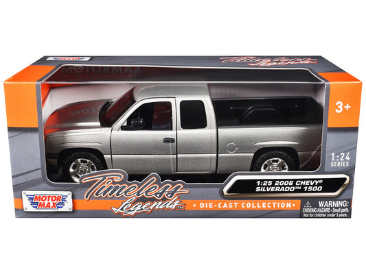 2006 Chevrolet Silverado 1500 Pickup Truck Gray Metallic ’Timeless Legends’ Series 1/25 Diecast Model Car by Motormax