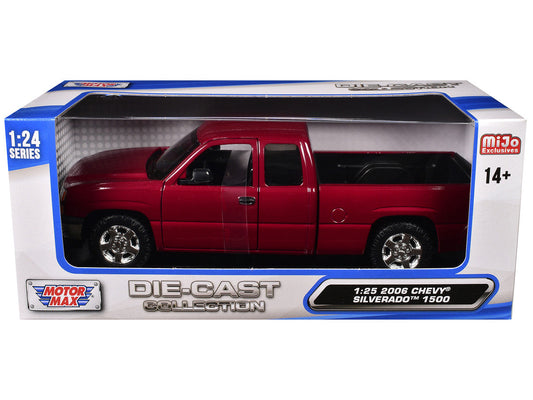 2006 Chevrolet Silverado 1500 Pickup Truck Red Metallic ’Die-Cast Collection’ Series 1/25 Diecast Model Car by Motormax