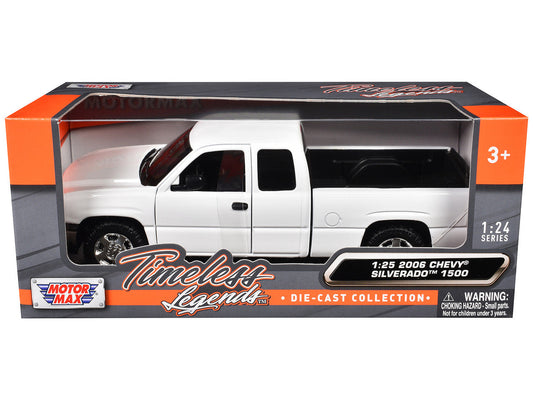 2006 Chevrolet Silverado 1500 Pickup Truck White ’Timeless Legends’ Series 1/25 Diecast Model Car by Motormax - Car