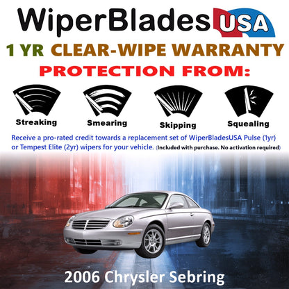 2006 Chrysler Sebring Wiper Blades w/1yr Wear Warranty (Set of 2) Wipers-1