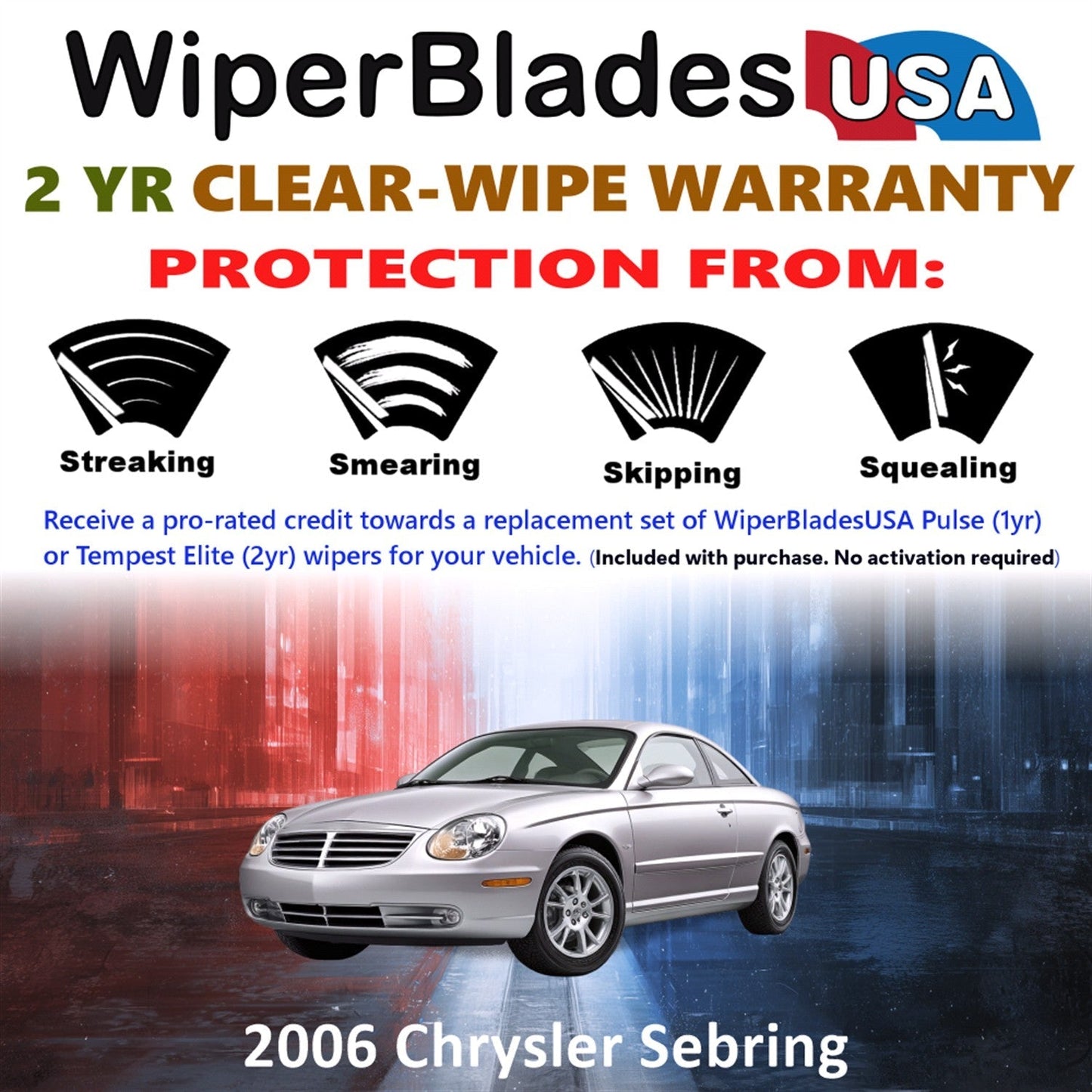 2006 Chrysler Sebring Wiper Blades w/2yr Wear Warranty (Set of 2) Beam Wipers-1
