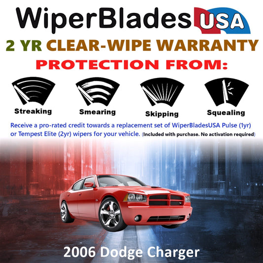 2006 Dodge Charger Wiper Blades Set w/2yr Wear Warranty (Set of 2) Tempest Elite-1