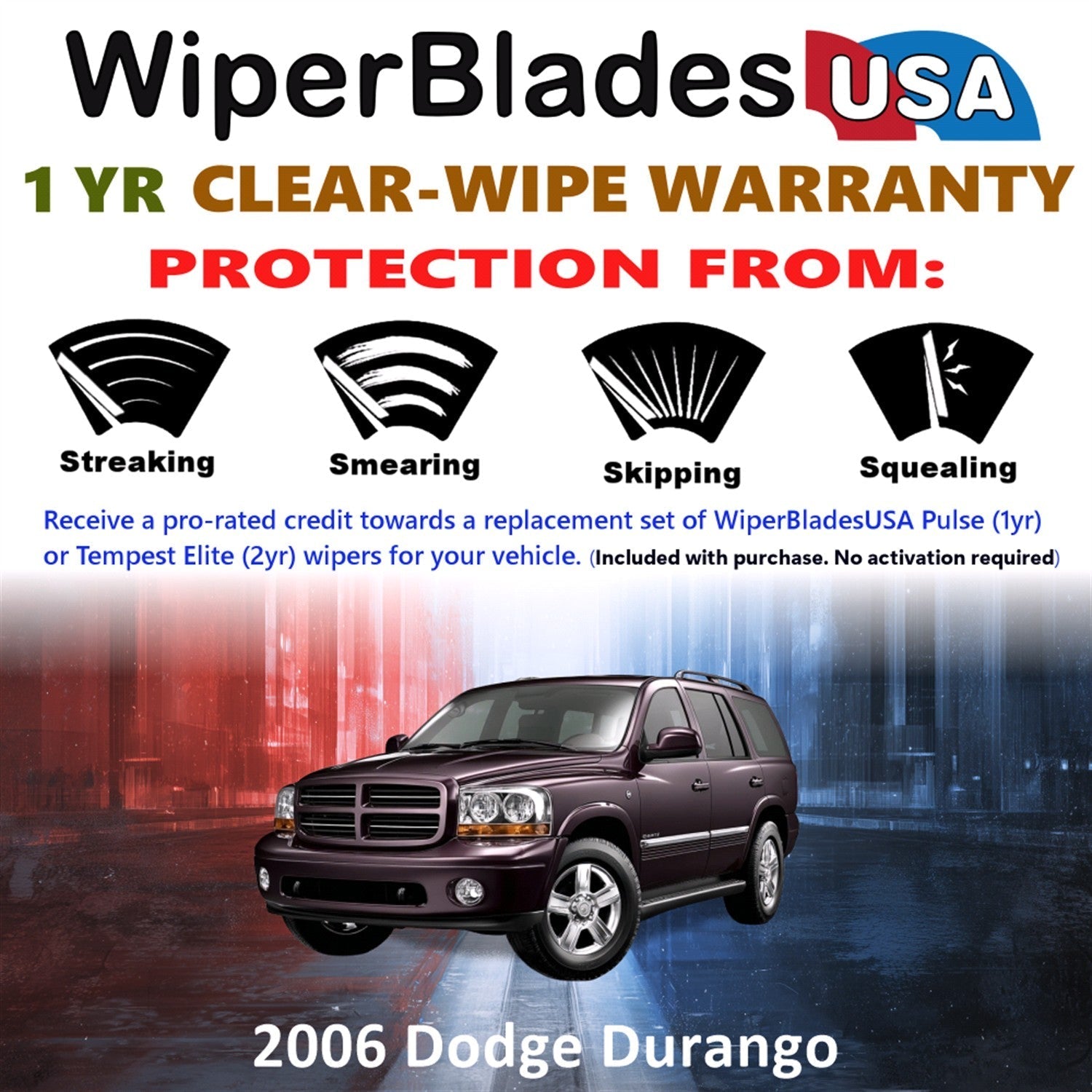 2006 Dodge Durango Wiper Blades Set w/1yr Warranty (Set of 2) Pulse Beam Wipers-1