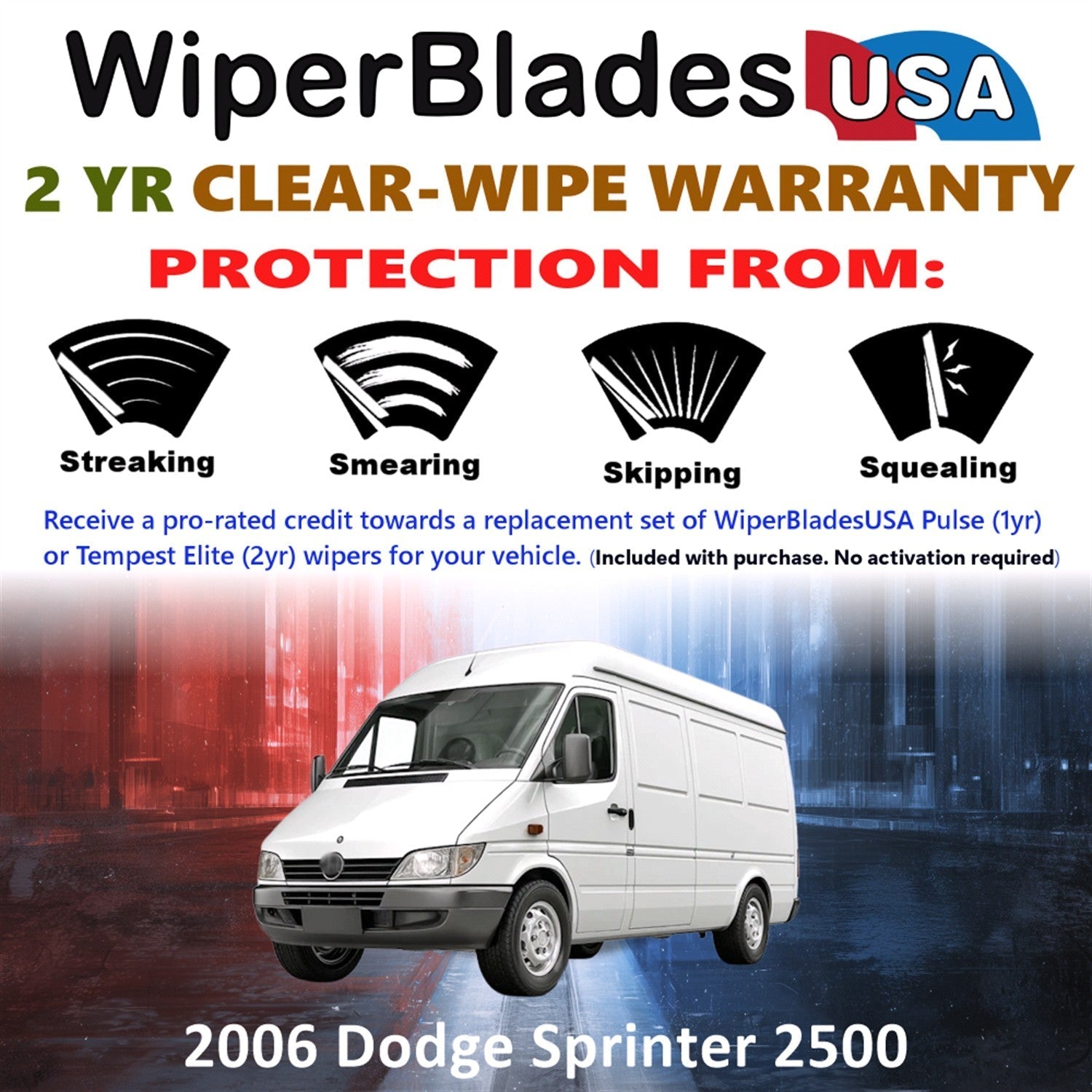 2006 Dodge Sprinter 2500 Wiper Blades w/2yr Wear Warranty (Set of 2) Beam Wipers-1
