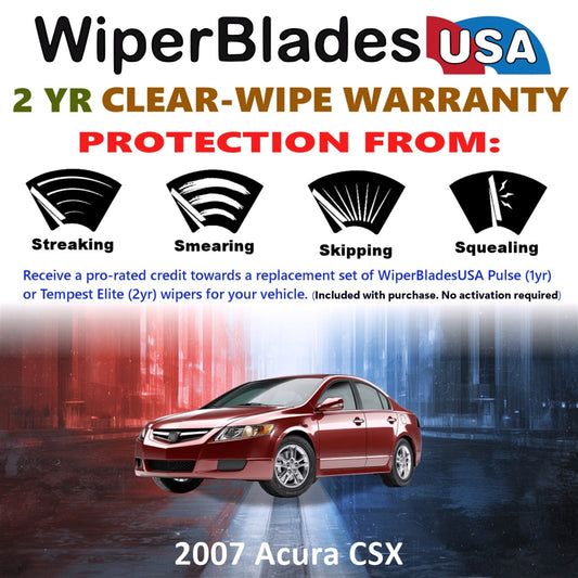2007 Acura CSX Wiper Blades Set w/2yr Warranty (Set of 2) Tempest Elite Wipers-1