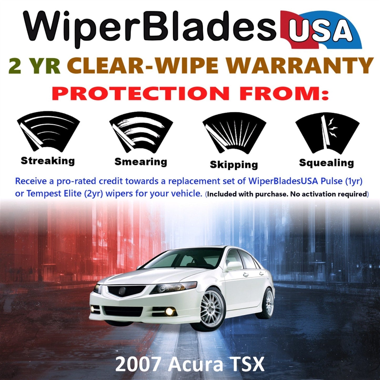 2007 Acura TSX Wiper Blades Set w/2yr Warranty (Set of 2) Tempest Elite Wipers-1
