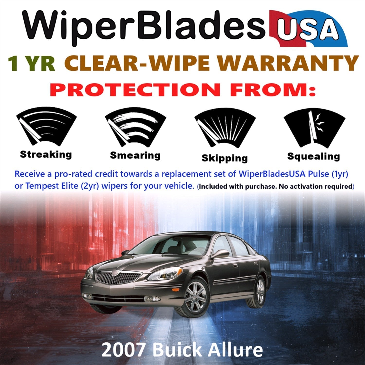 2007 Buick Allure Wiper Blades Set w/1yr Warranty (Set of 2) Pulse Beam Wipers-1