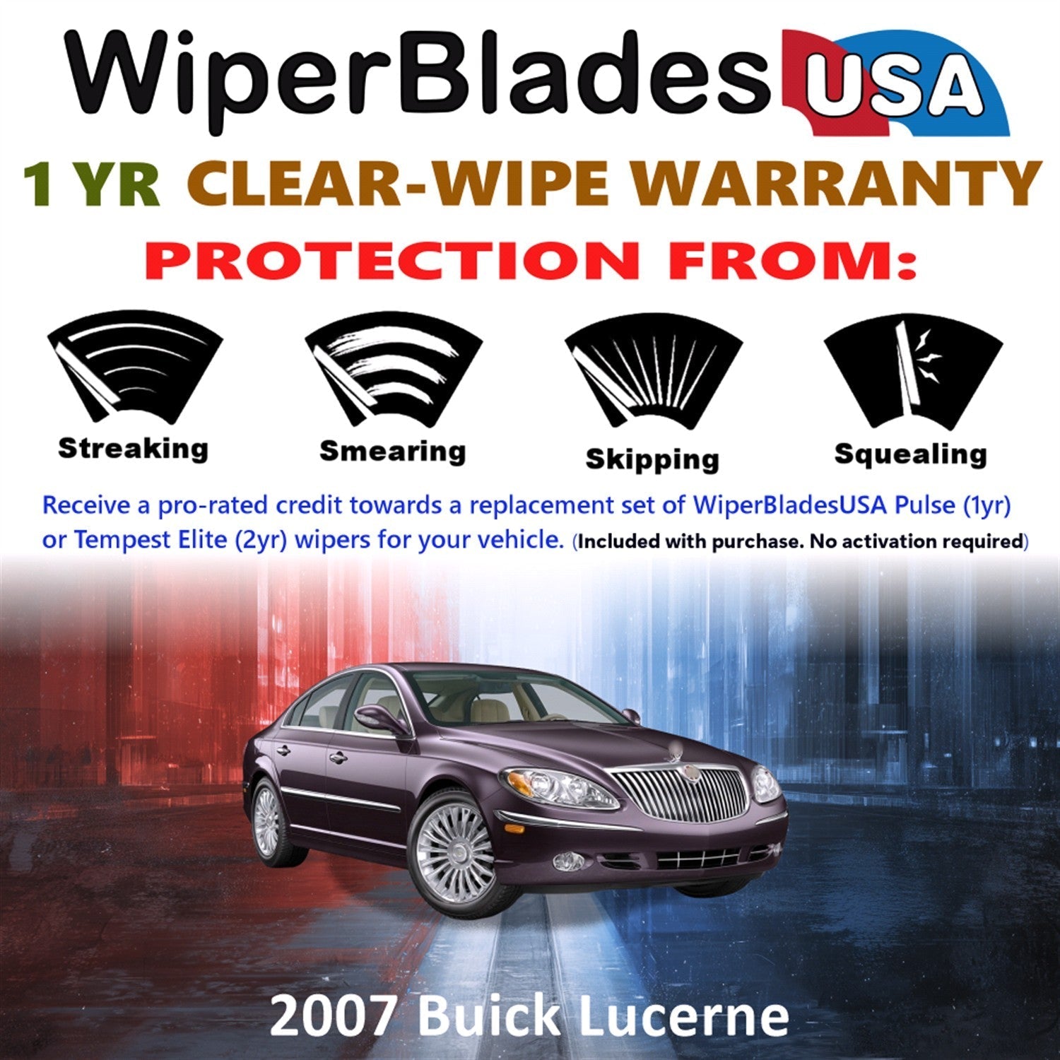 2007 Buick Lucerne Wiper Blades Set w/1yr Warranty (Set of 2) Pulse Beam Wipers-1