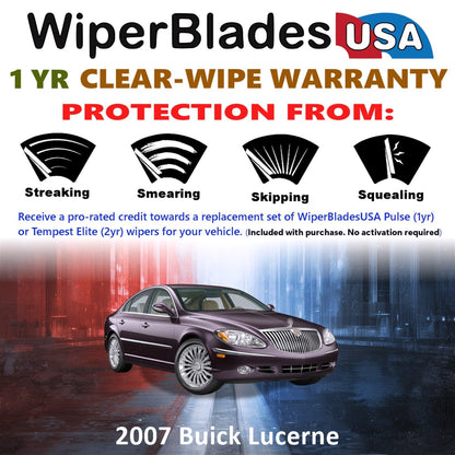 2007 Buick Lucerne Wiper Blades Set w/1yr Warranty (Set of 2) Pulse Beam Wipers-1