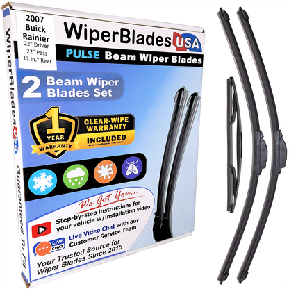 2007 Buick Rainier Wiper Blades w/1yr Wear Warranty (Set of 3) w/Rear Wipers-0