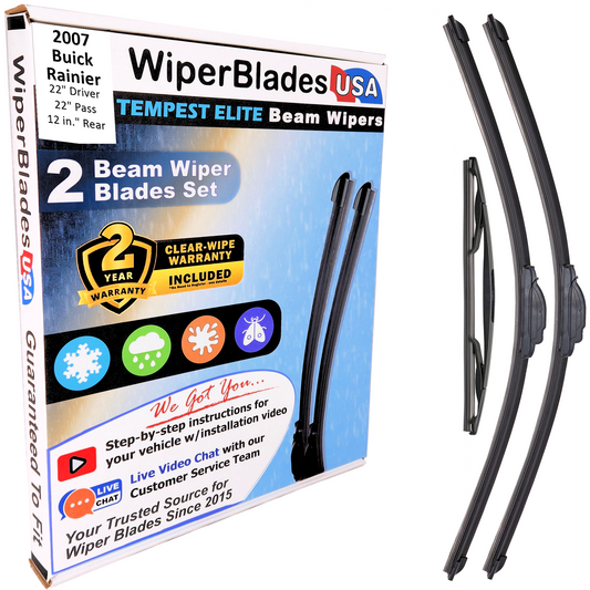 2007 Buick Rainier Wiper Blades w/2yr Wear Warranty (Set of 3) w/Rear Wipers-0
