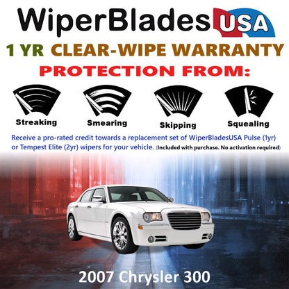 2007 Chrysler 300 Wiper Blades Set w/1yr Warranty (Set of 2) Pulse Beam Wipers-1