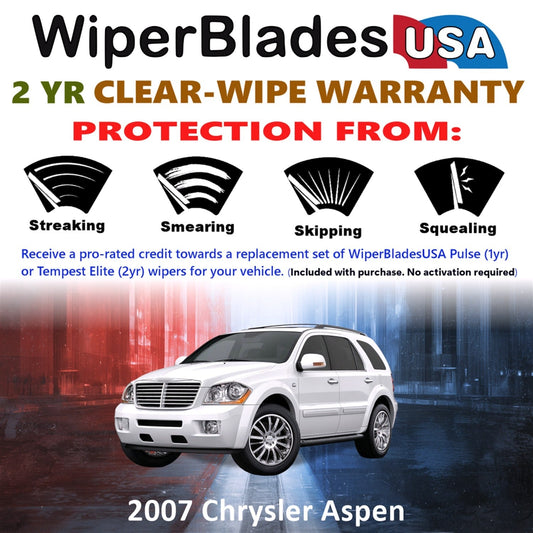 2007 Chrysler Aspen Wiper Blades w/2yr Wear Warranty (Set of 2) Beam Wipers-1