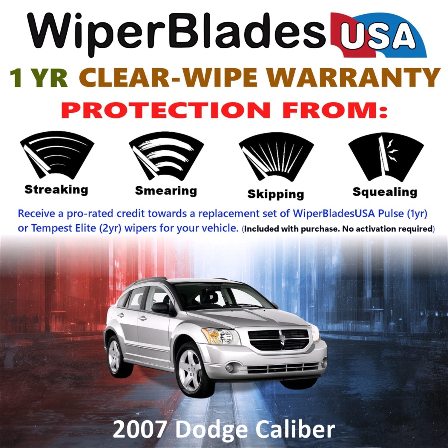 2007 Dodge Caliber Wiper Blades Set w/1yr Warranty (Set of 2) Pulse Beam Wipers-1