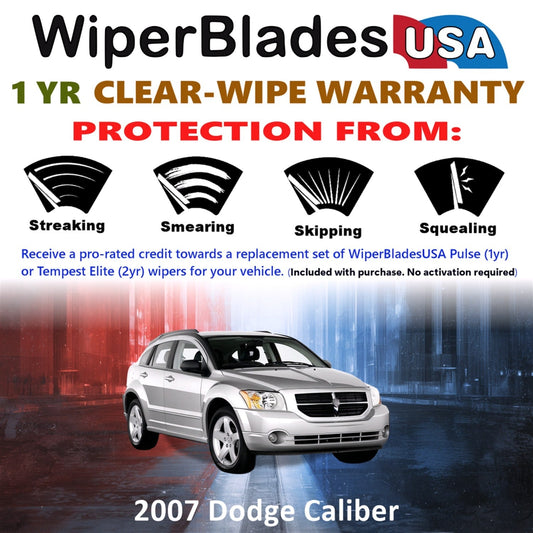 2007 Dodge Caliber Wiper Blades w/1yr Wear Warranty (Set of 3) w/Rear Wipers-1