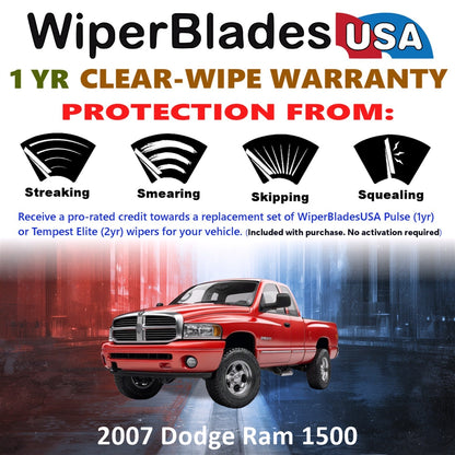2007 Dodge Ram 1500 Wiper Blades Set w/1yr Warranty (Set of 2) Pulse Beam Wipers-1