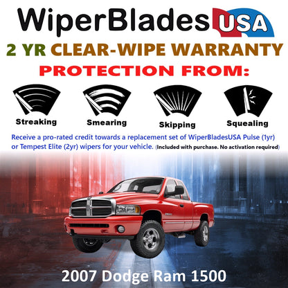 2007 Dodge Ram 1500 Wiper Blades w/2yr Wear Warranty (Set of 2) Beam Wipers-1