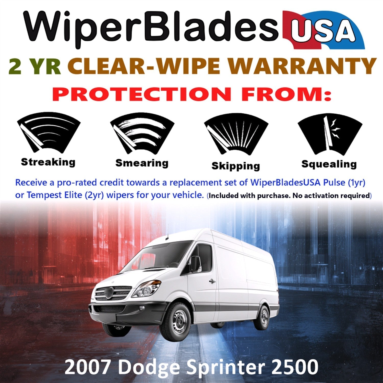 2007 Dodge Sprinter 2500 Wiper Blades w/2yr Wear Warranty (Set of 2) Beam Wipers-1