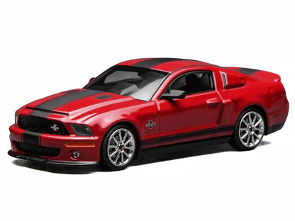 2007 Ford Mustang Shelby GT500 Super Snake Torch Red with Matt Black Stripes 1/64 Diecast Model Car by MotorHelix & Greenlight-1