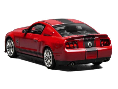 2007 Ford Mustang Shelby GT500 Super Snake Torch Red with Matt Black Stripes 1/64 Diecast Model Car by MotorHelix & Greenlight-2