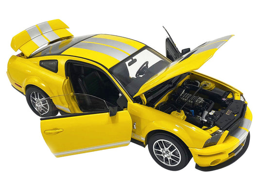 2007 Ford Shelby GT500 Yellow with Silver Stripes "Shelby Collectibles" Series 1/18 Diecast Model Car by ACME-2