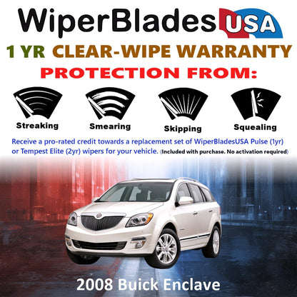 2008 Buick Enclave Wiper Blades Set w/1yr Warranty (Set of 2) Pulse Beam Wipers-1