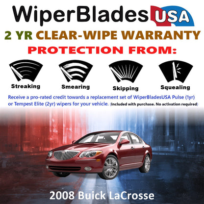 2008 Buick LaCrosse Wiper Blades w/2yr Wear Warranty (Set of 2) Beam Wipers-1