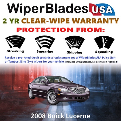 2008 Buick Lucerne Wiper Blades Set w/2yr Wear Warranty (Set of 2) Tempest Elite-1
