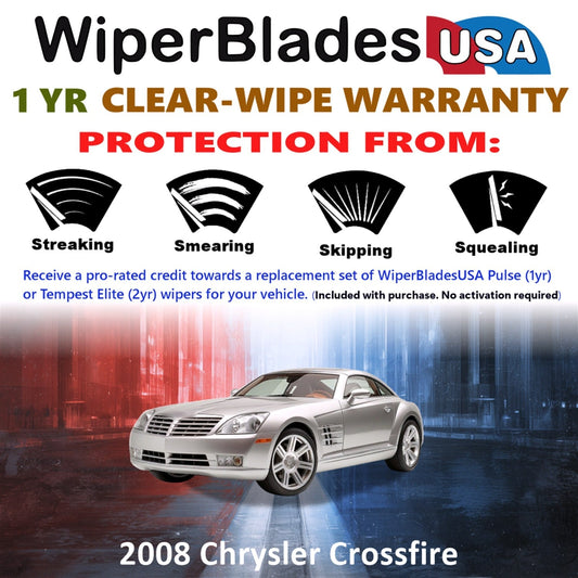 2008 Chrysler Crossfire Wiper Blades w/1yr Wear Warranty (Set of 2) Wipers-1