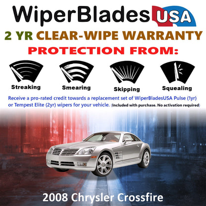 2008 Chrysler Crossfire Wiper Blades w/2yr Wear Warranty (Set of 2) Beam Wipers-1