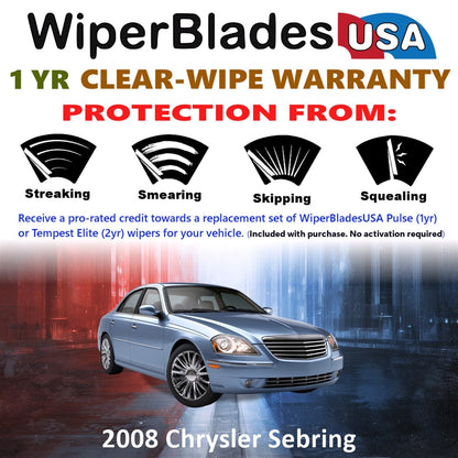 2008 Chrysler Sebring Wiper Blades w/1yr Wear Warranty (Set of 2) Wipers-1