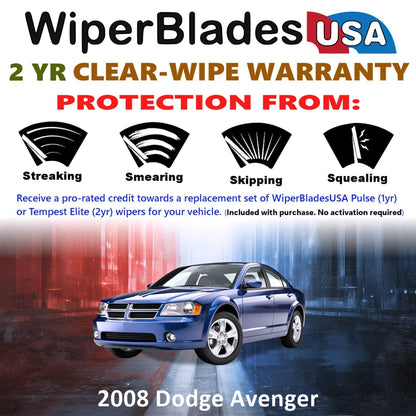 2008 Dodge Avenger Wiper Blades Set w/2yr Wear Warranty (Set of 2) Tempest Elite-1