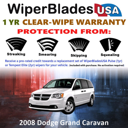 2008 Dodge Grand Caravan Wiper Blades w/1yr Wear Warranty (Set of 2) Wipers-1