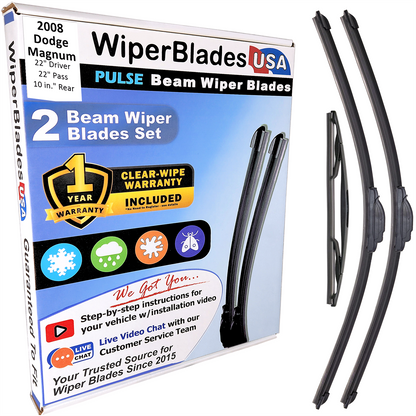 2008 Dodge Magnum Wiper Blades w/1yr Wear Warranty (Set of 3) w/Rear Wipers-0
