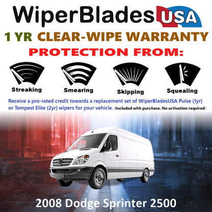 2008 Dodge Sprinter 2500 Wiper Blades w/1yr Warranty (Set of 3) w/Rear Wipers-1