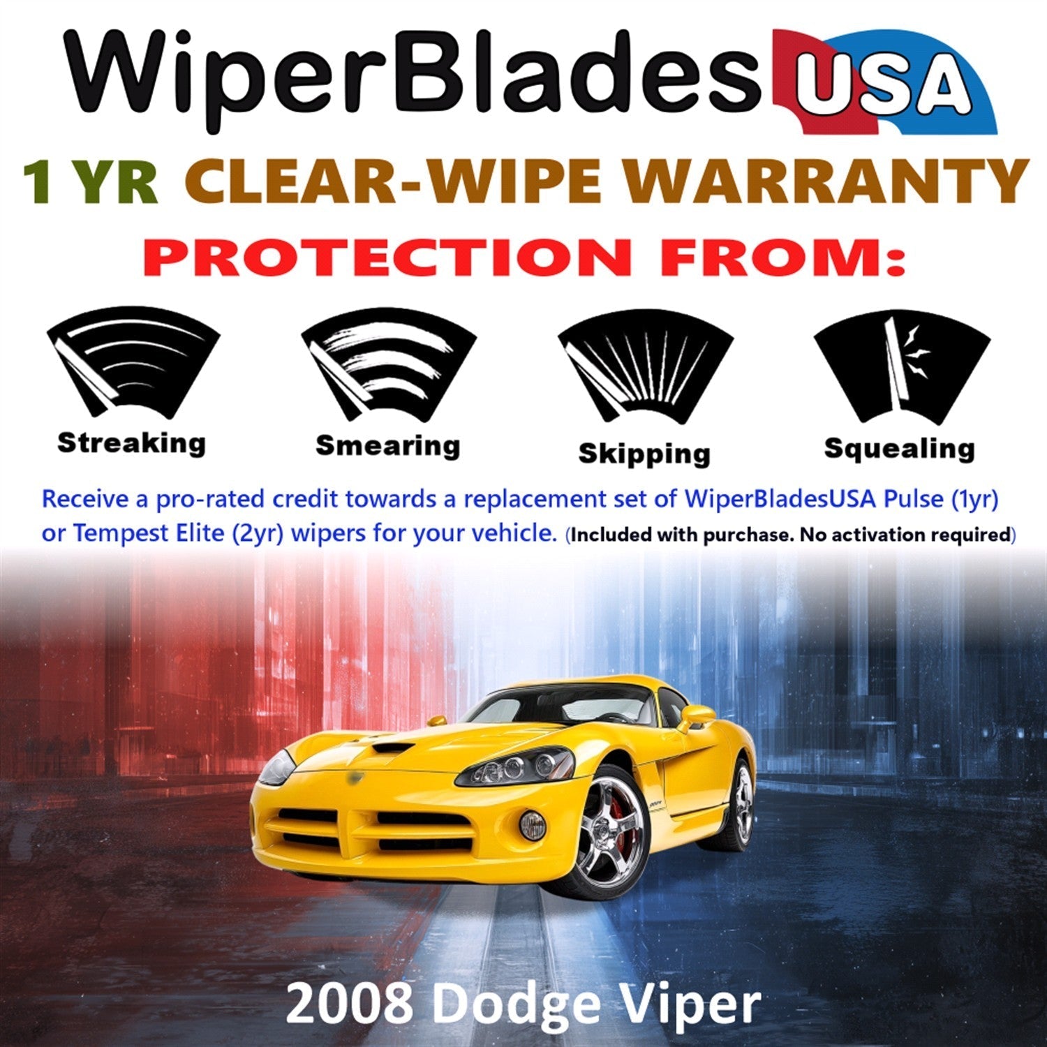 2008 Dodge Viper Wiper Blades Set w/1yr Warranty (Set of 2) Pulse Beam Wipers-1