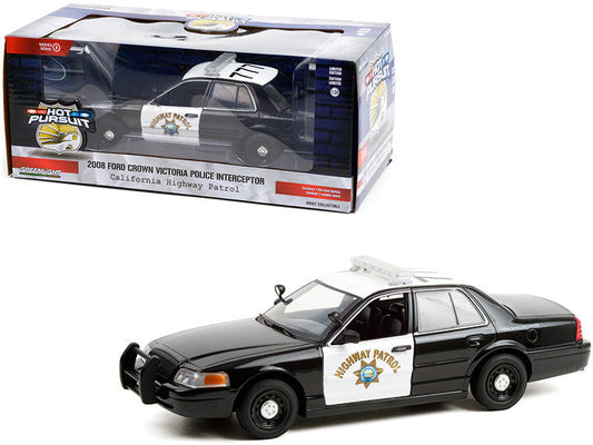 2008 Ford Crown Victoria Police Interceptor Black and White CHP "California Highway Patrol" "Hot Pursuit" Series 1/24 Diecast Model Car by Greenlight-0