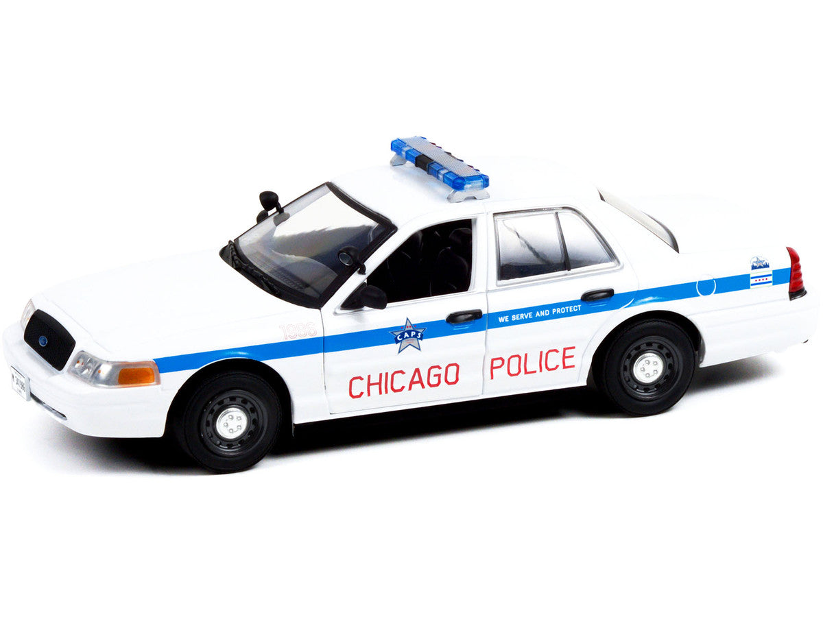 2008 Ford Crown Victoria Police Interceptor "CAPS" White with Blue Stripes "Chicago Police Department" "Hot Pursuit" Series 1/24 Diecast Model Car by Greenlight-1