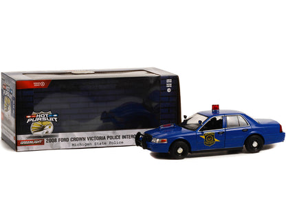 2008 Ford Crown Victoria Police Interceptor Dark Blue "Michigan State Police" "Hot Pursuit" Series 1/24 Diecast Model Car by Greenlight-1