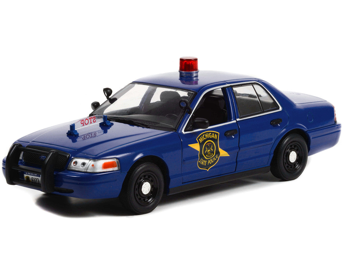 2008 Ford Crown Victoria Police Interceptor Dark Blue "Michigan State Police" "Hot Pursuit" Series 1/24 Diecast Model Car by Greenlight-2