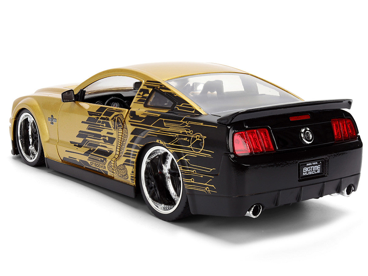 2008 Ford Shelby Mustang GT-500KR Gold Metallic and Black with Graphics "Bigtime Muscle" Series 1/24 Diecast Model Car by Jada-4