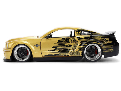 2008 Ford Shelby Mustang GT-500KR Gold Metallic and Black with Graphics "Bigtime Muscle" Series 1/24 Diecast Model Car by Jada-2