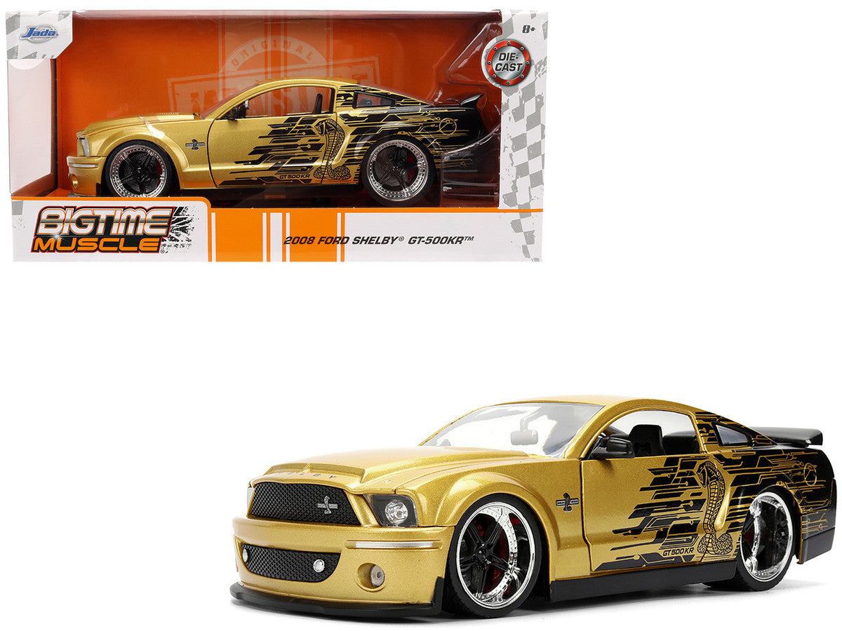 2008 Ford Shelby Mustang GT-500KR Gold Metallic and Black with Graphics "Bigtime Muscle" Series 1/24 Diecast Model Car by Jada-0