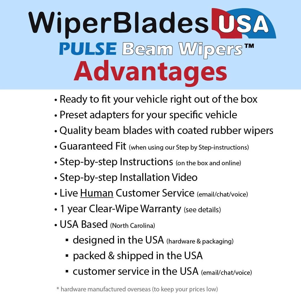 2009 Acura MDX Wiper Blades Set w/1yr Wear Warranty (Set of 2) Pulse Beam Wipers-3
