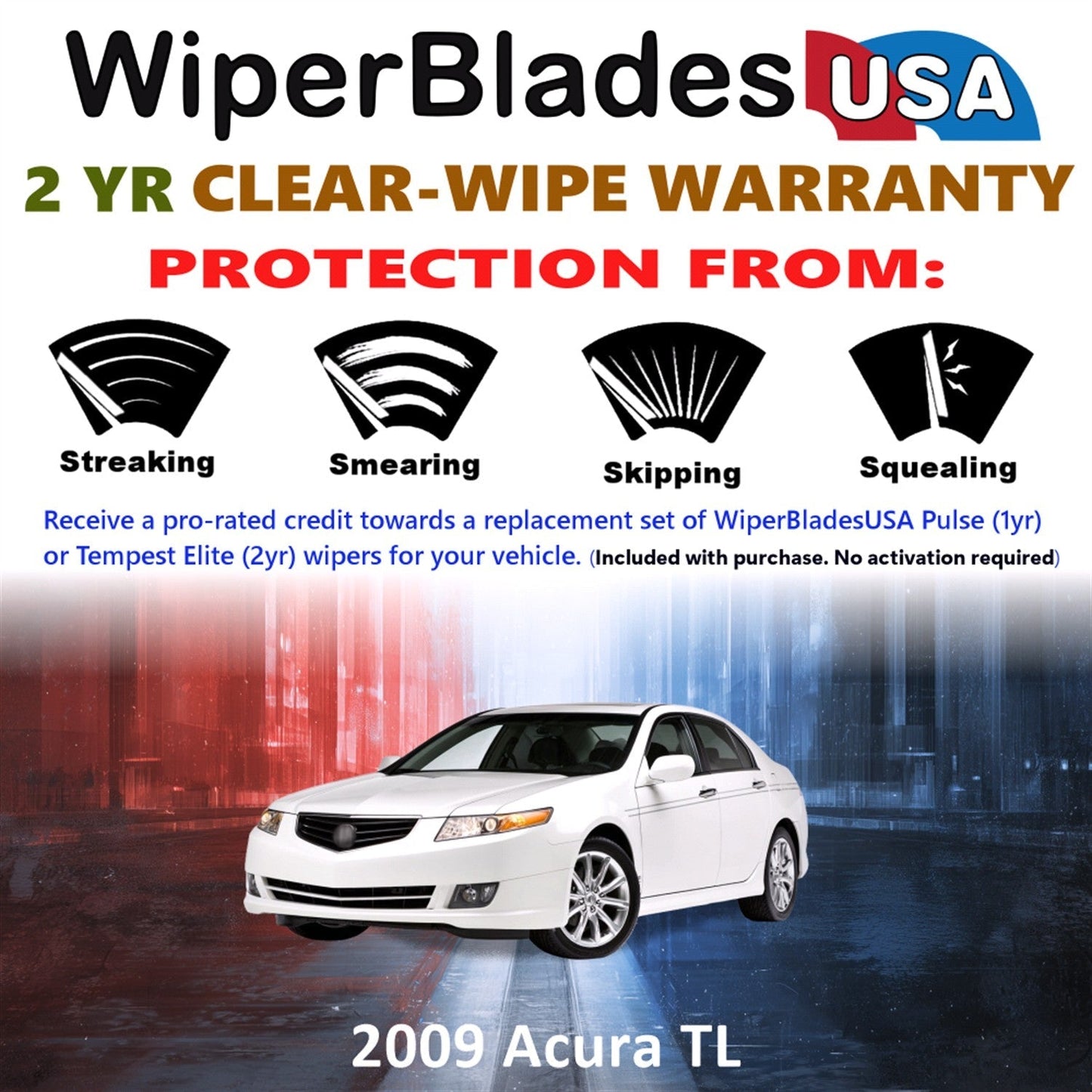 2009 Acura TL Wiper Blades Set w/2yr Warranty (Set of 2) Tempest Elite Wipers-1
