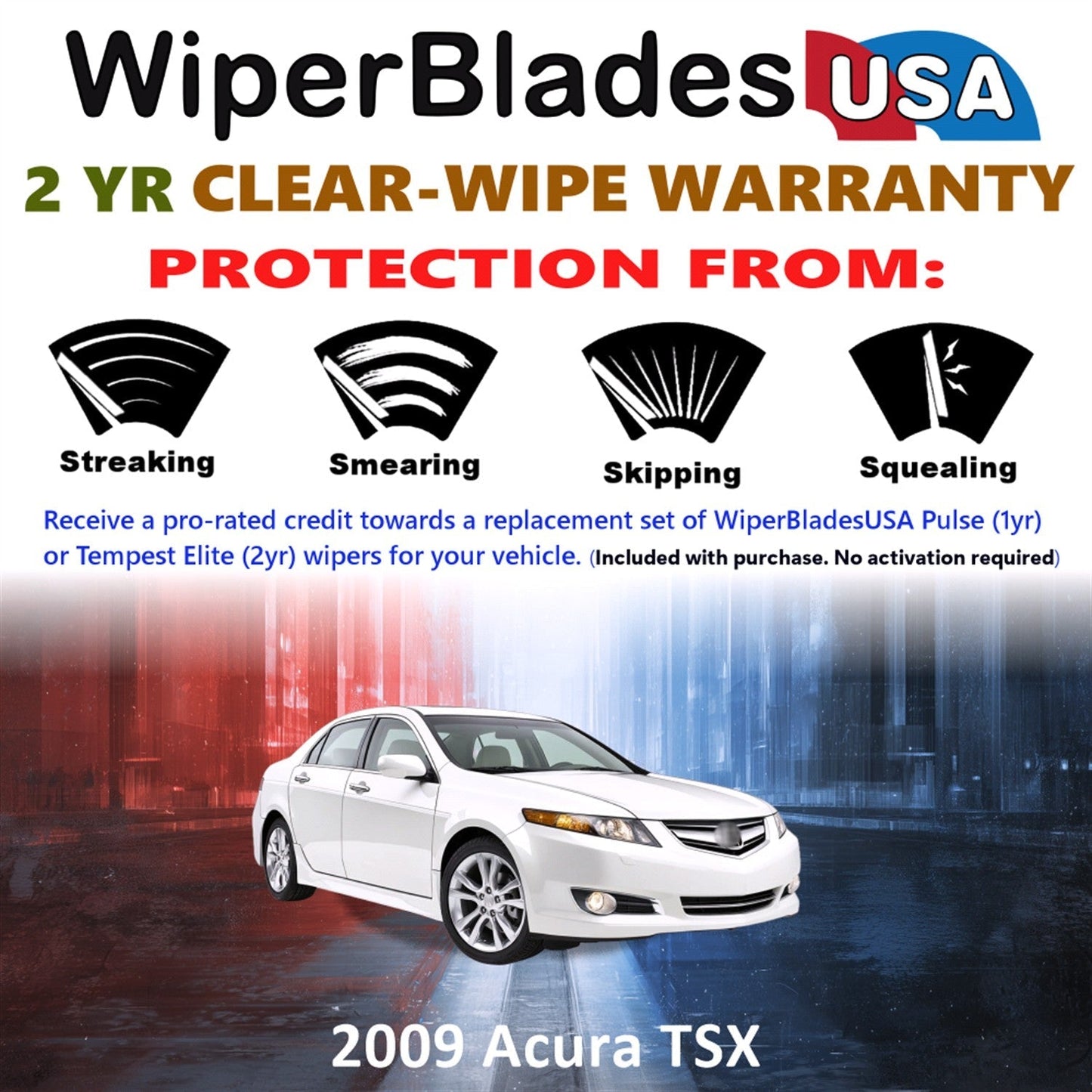 2009 Acura TSX Wiper Blades Set w/2yr Warranty (Set of 2) Tempest Elite Wipers-1