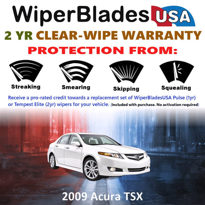 2009 Acura TSX Wiper Blades Set w/2yr Warranty (Set of 2) Tempest Elite Wipers-1